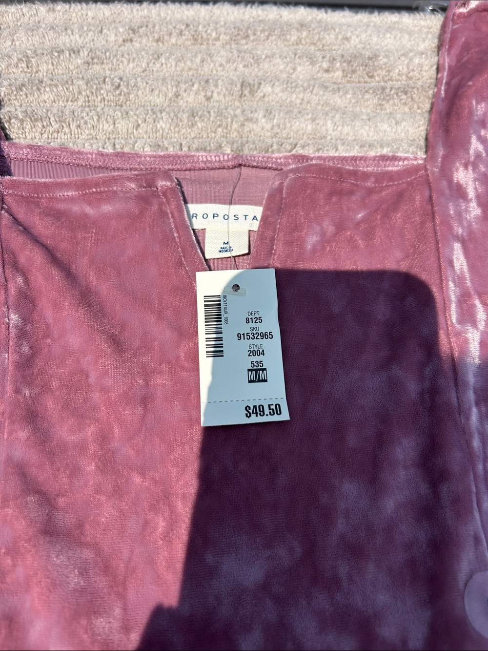 Y2K NWT Women's M Aeropostale Crushed Velvet Long-Sleeve Skater Dress - Mauve - Picture 2 of 6